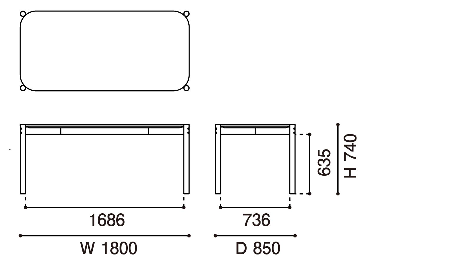 Castor Table 180 ‒ KARIMOKU NEW STANDARD (KNS)